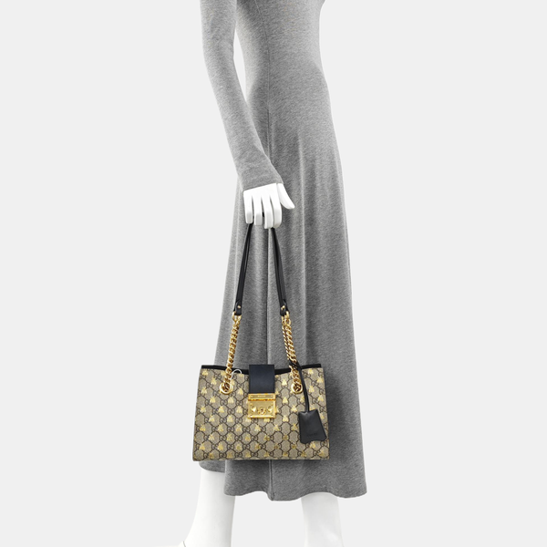 Padlock Small Monogram Coated Canvas Beige