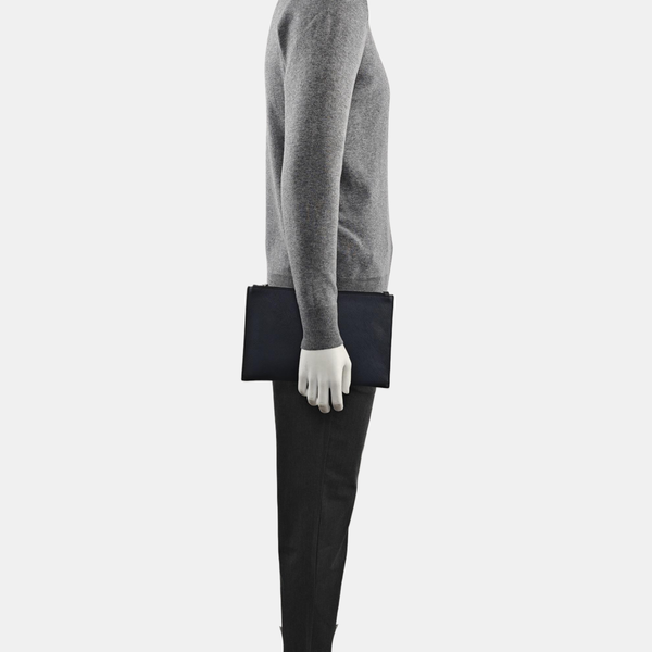 Saffiano Calfskin Clutch Blue