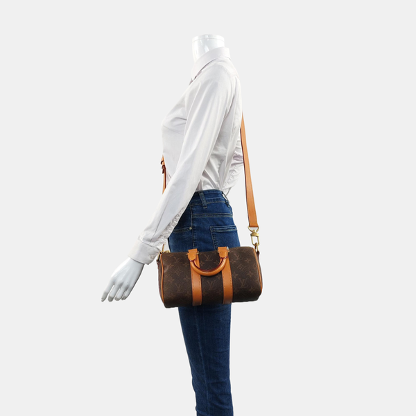 KEEPALL Monogram Coated Canvas Brown