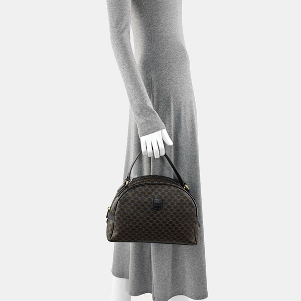 Coated Canvas Top Handle Bag Black