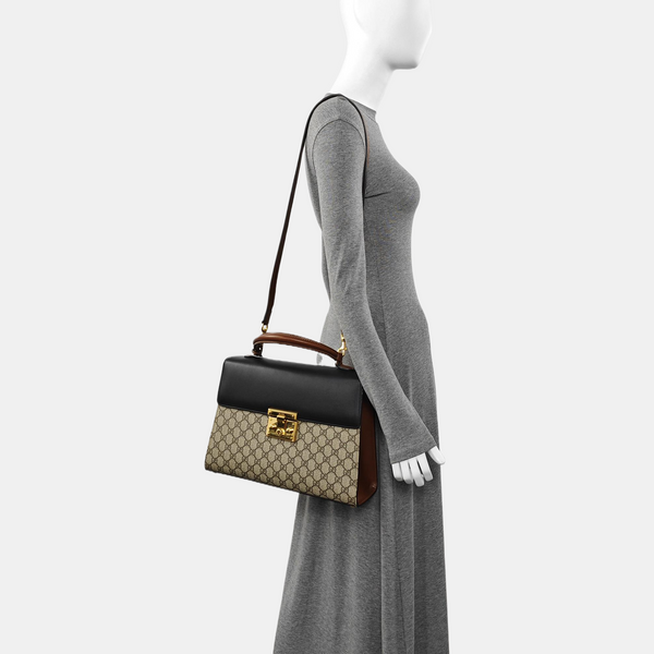 Padlock Medium Monogram Coated Canvas Beige
