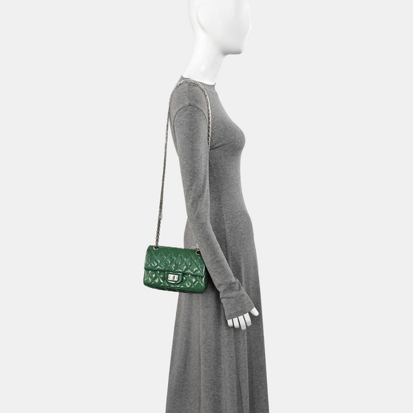 2.55 225 (small) Quilted Patent Leather Green