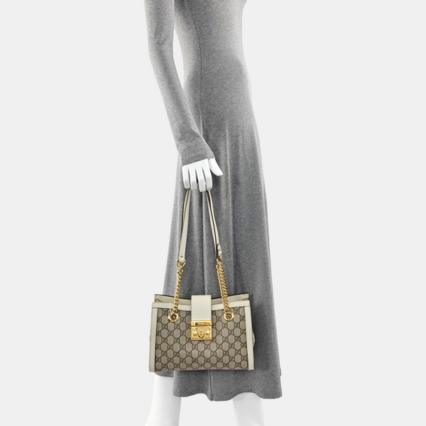 Padlock Small Monogram Coated Canvas Beige
