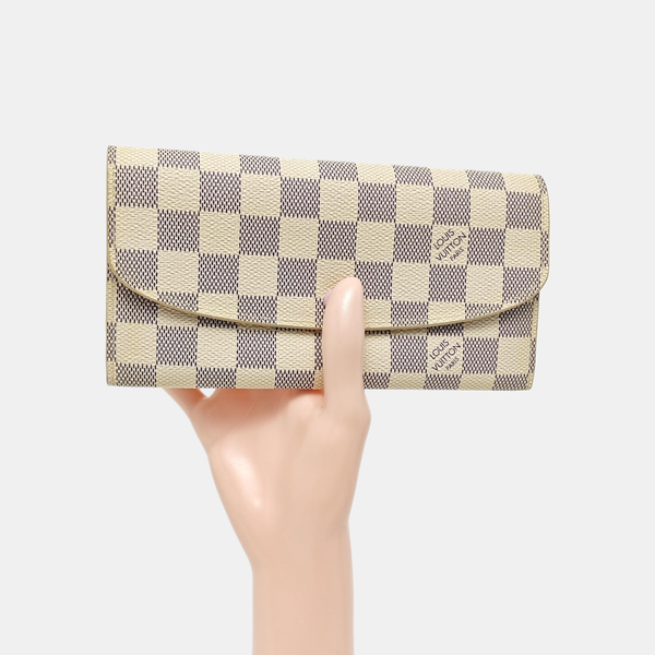 EMILIE Damier Azur Coated Canvas White Wallet