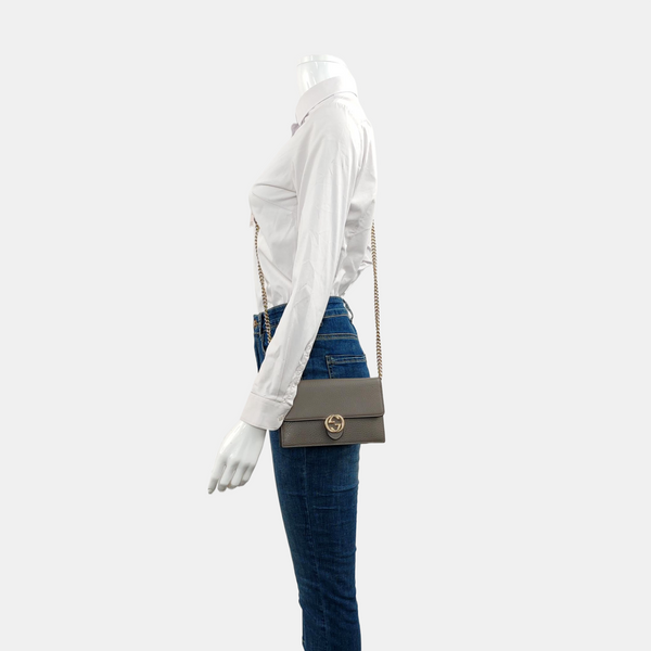 Authenticated pre-owned Interlocking G Calfskin Grey - Crossbody Bag at Looply