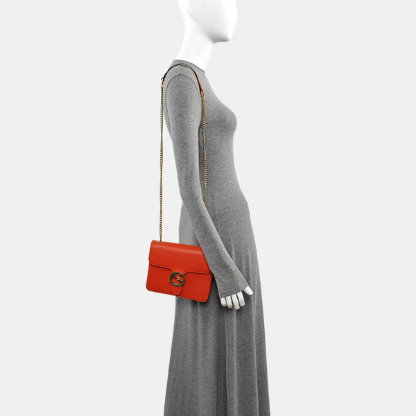 Interlocking G Small Calfskin Orange