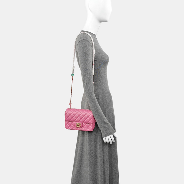 CLASSIC FLAP Mini Quilted Lambskin Pink