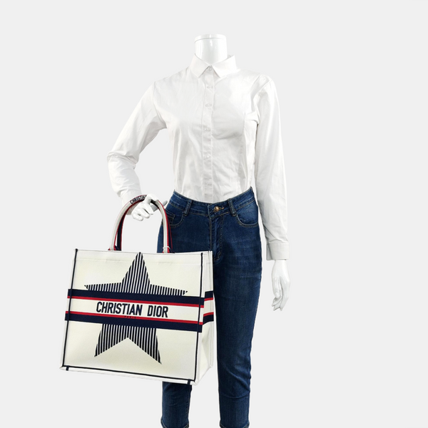 Authenticated pre-owned Book Tote Large Canvas White - Tote Bag at Looply