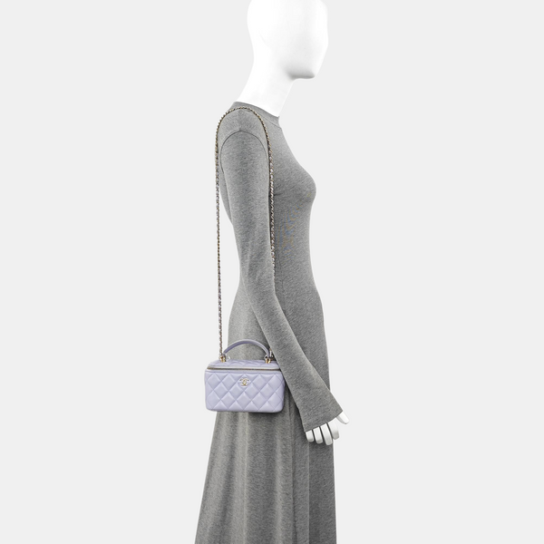 ESTUCHE DE TOCADOR Pequeño Acolchado Piel de Cordero Morado