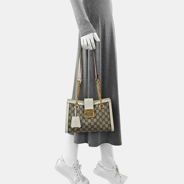 Padlock Small Monogram Coated Canvas Beige