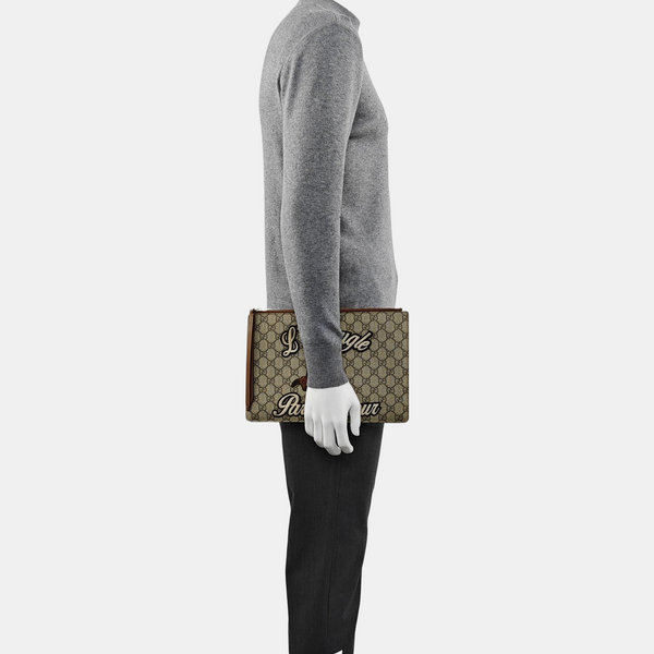 Coated Canvas Clutch Black
