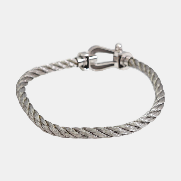 Force 10 18k White Gold Silver Bangle