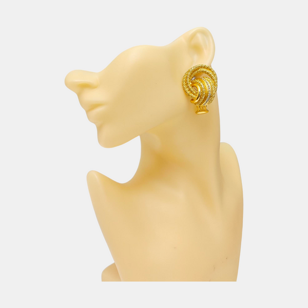 Twist Round Metal Gold Clip On Earrings