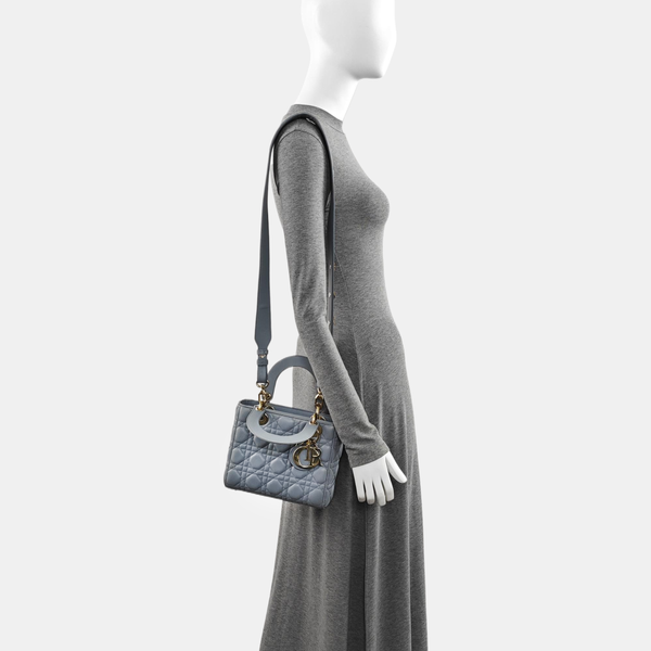 Lady Dior Small Cannage Lambskin Blue
