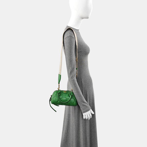 GG Matelassé Mini Monogram Leather Green