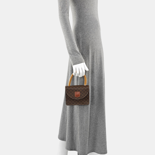 Coated Canvas Top Handle Bag Brown