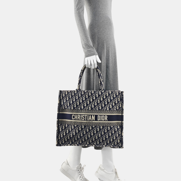 Book Tote Large Oblique Canvas Beige