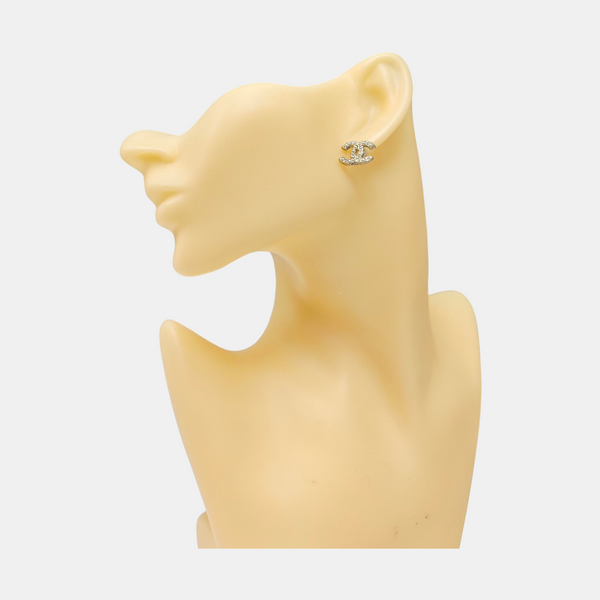 CC Logo Metal Gold Stud Earrings