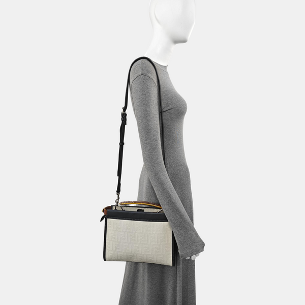 Monogram Fabric Shoulder Bag White