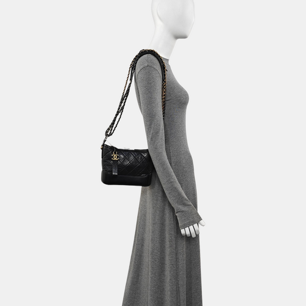 GABRIELLE Small Quilted Calfskin Black