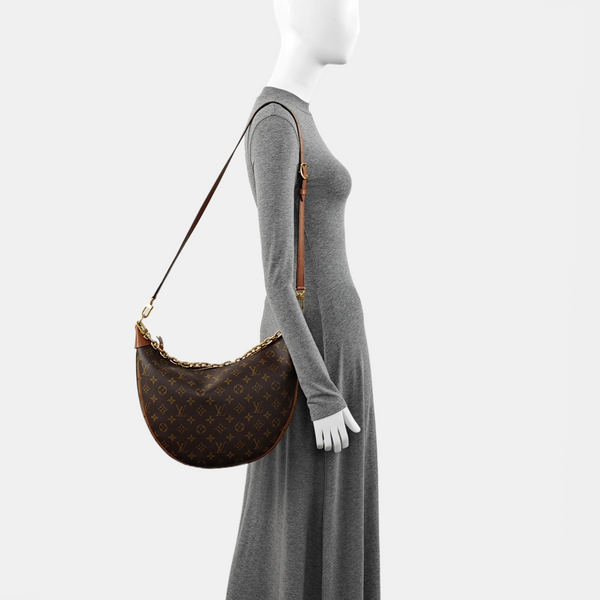 LOOP HOBO Monogram Coated Canvas Brown