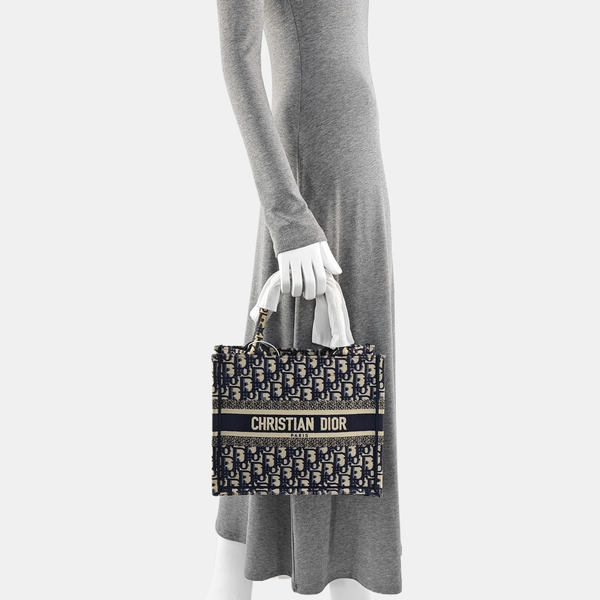 Book Tote Small Oblique Canvas Blue