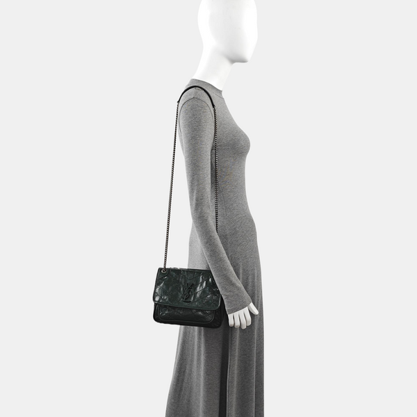 NIKI Small Chevron Calfskin Green