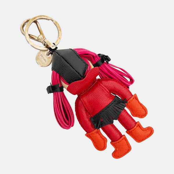 Leather Bag Charm Red