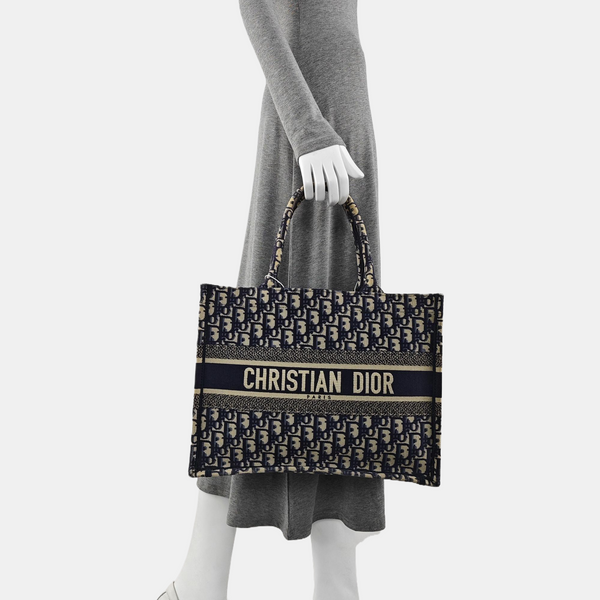 Book Tote Medium Oblique Canvas Blue