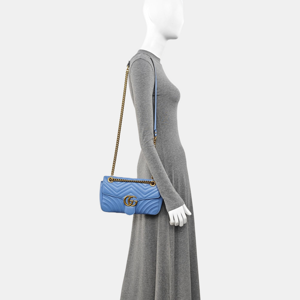 GG Marmont Medium Quilted Calfskin Blue