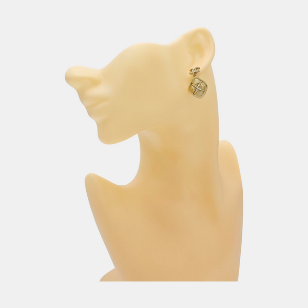 CC Logo Metal Gold Stud Earrings