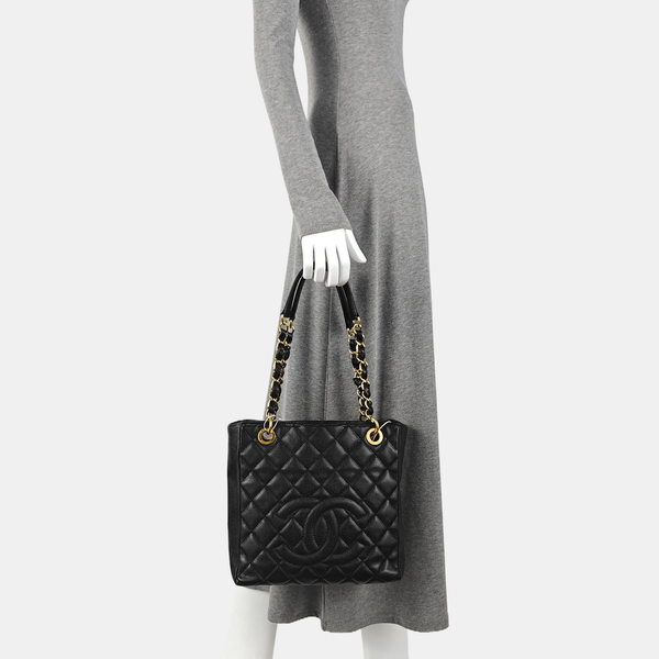 CHANEL PST Quilted Grained Calfskin Black