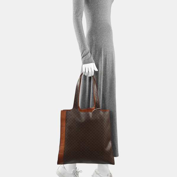 Coated Canvas Top Handle Bag Brown
