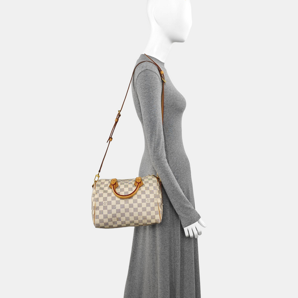 SPEEDY 25 Damier Azur Coated Canvas White
