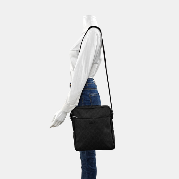 Monogram Coated Canvas Shoulder Bag Black