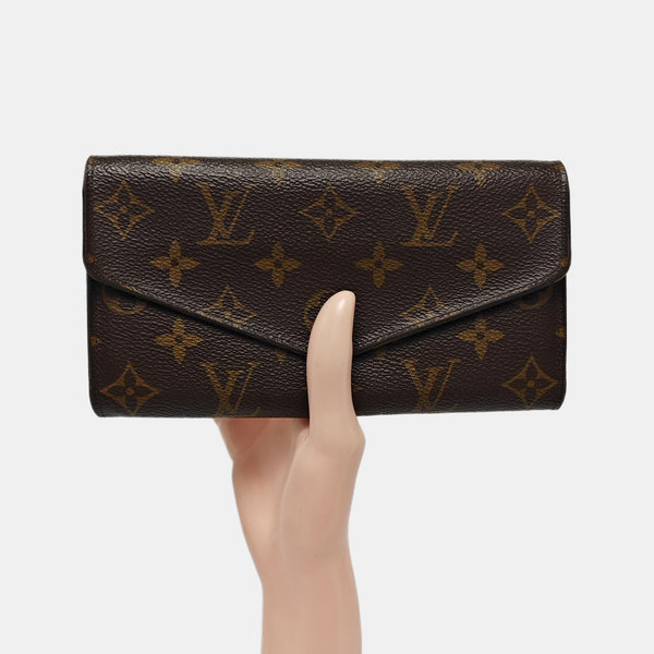 SARAH Monogram Coated Canvas Brown Wallet
