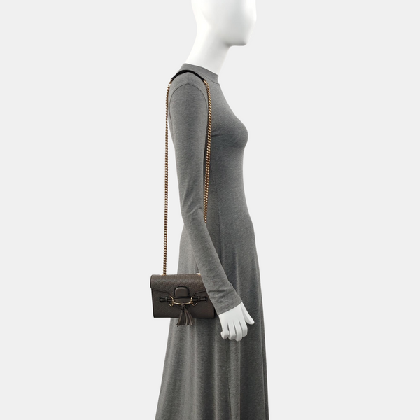 Emily Chain Monogram Calfskin Gray