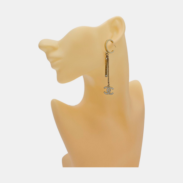 CC Logo Metal Gold Stud Earrings
