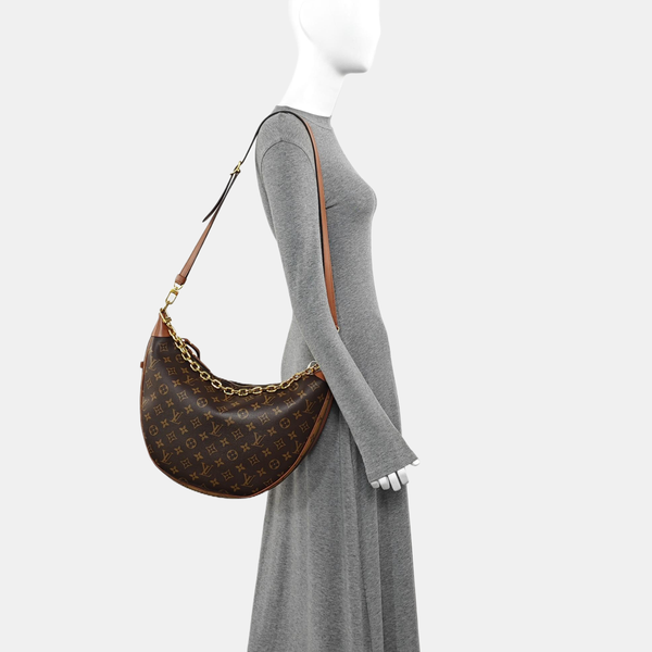 LOOP HOBO Monogram Coated Canvas Brown
