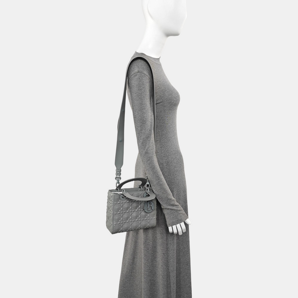 Lady Dior Small Cannage Calfskin Gray