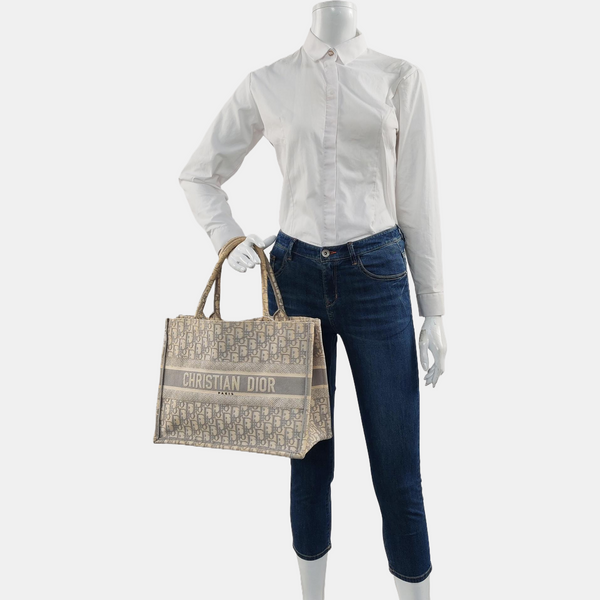 Book Tote Medium Oblique Canvas Gray