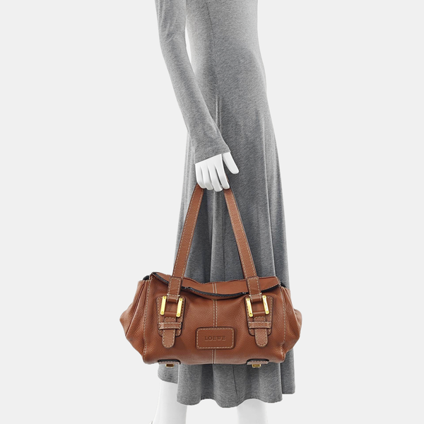 Calfskin Top Handle Bag Brown