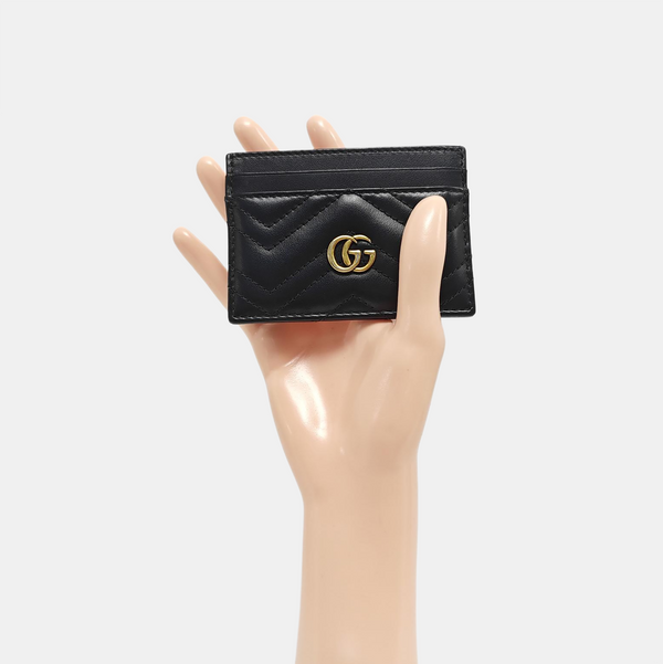 Authenticated pre-owned GG Marmont Quilted Calfskin Black Card Holder - Card Holder at Looply