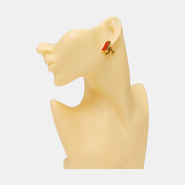 Metal Red Clip On Earrings