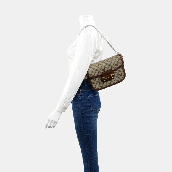 Horsebit 1955 Medium Monogram Coated Canvas Beige