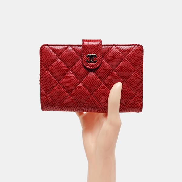 Quilted Python Wallet Red