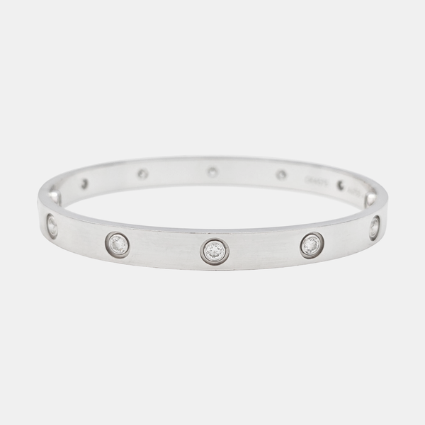 LOVE 18k White Gold Silver Bangle
