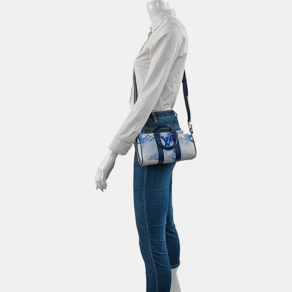 KEEPALL Nano Monogram Coated Canvas Blue
