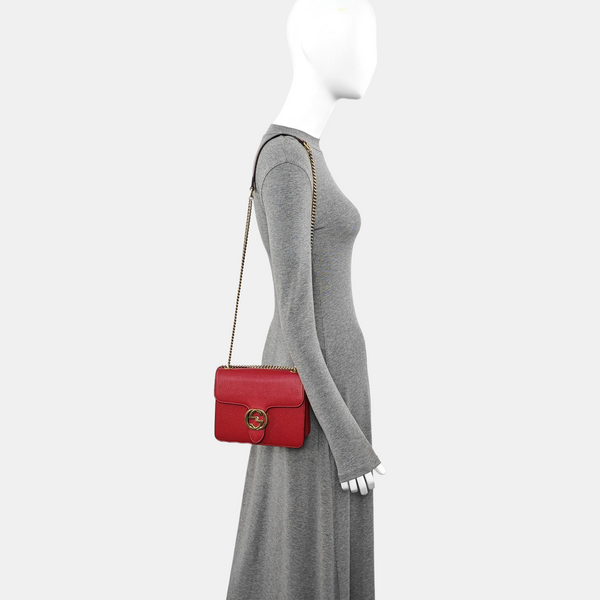 Interlocking G Small Calfskin Red