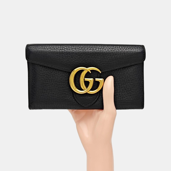 GG Marmont Super Mini Calfskin Black Wallet